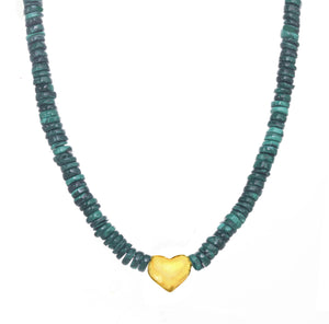 Malachite Heishi Heart Necklace