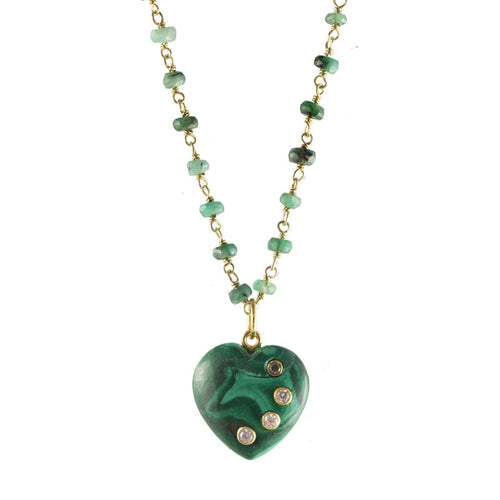 Emerald Wrapped Malachite Heart