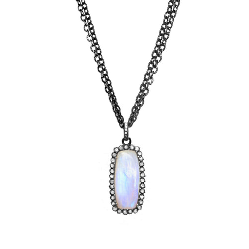 Moonstone and Diamond Pendant Necklace