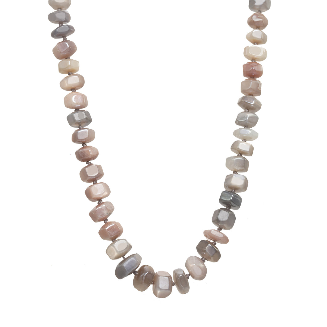 Peach Moonstone Silk Knotted Necklace