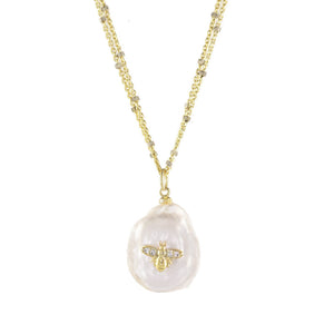 Queen Bee Pearl Pendant Necklace