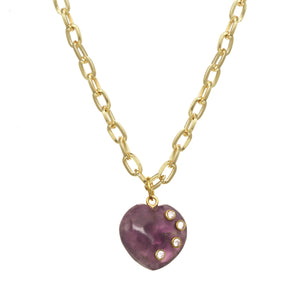 Amethyst Puffy Heart Necklace