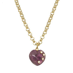 Amethyst Puffy Heart on Rolo Chain