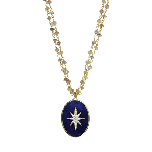 Labradorite and Blue Lapis Celestial Necklace