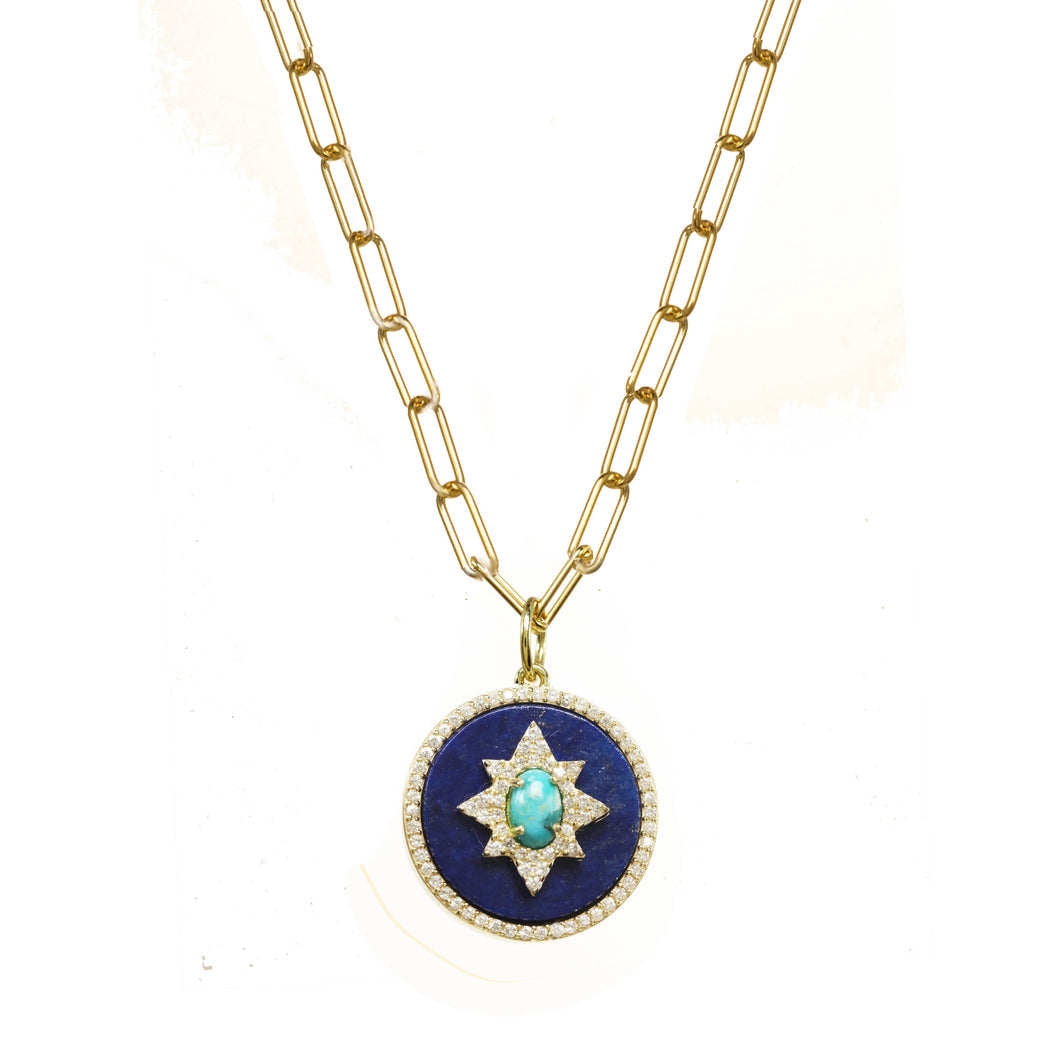 Blue Lapis and Turquoise Pendant Necklace