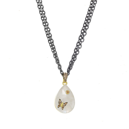 Moonstone Butterfly Pendant Necklace