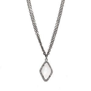 Clear Quartz and Diamond Pave Necklace