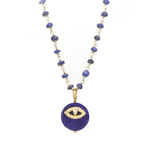 Blue Lapis Evil Eye Pendant Necklace