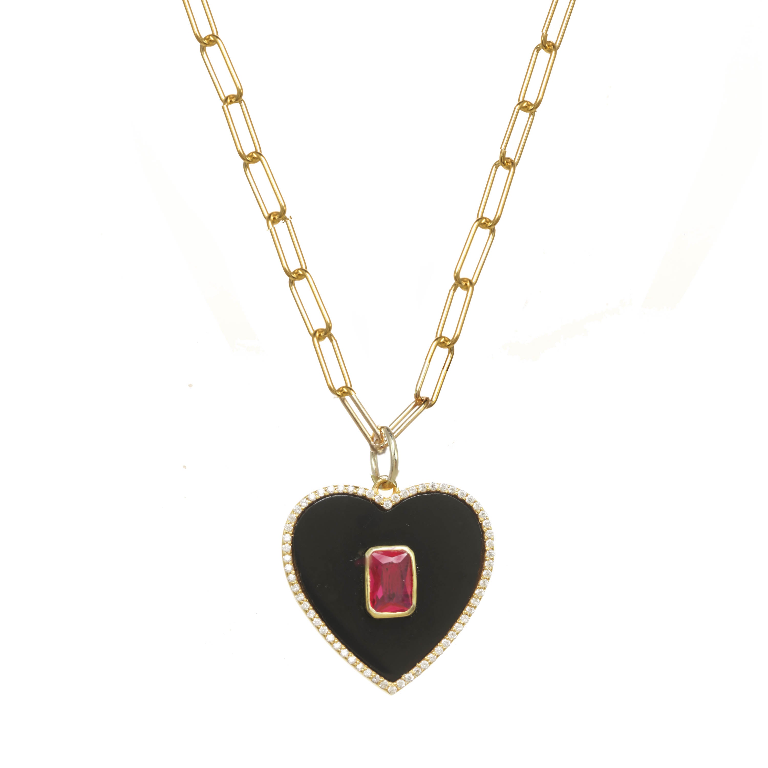 【Hei】vintage onyx heart necklace★送料・関税込 VINTAGE AVON GOLD TONE ONYX AND RHINESTONE HEART PENDANT