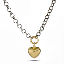 Load image into Gallery viewer, Mixed Metal Puffy Heart Pendant Necklace