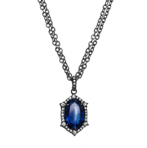 Kyanite and Diamond Pendant Necklace
