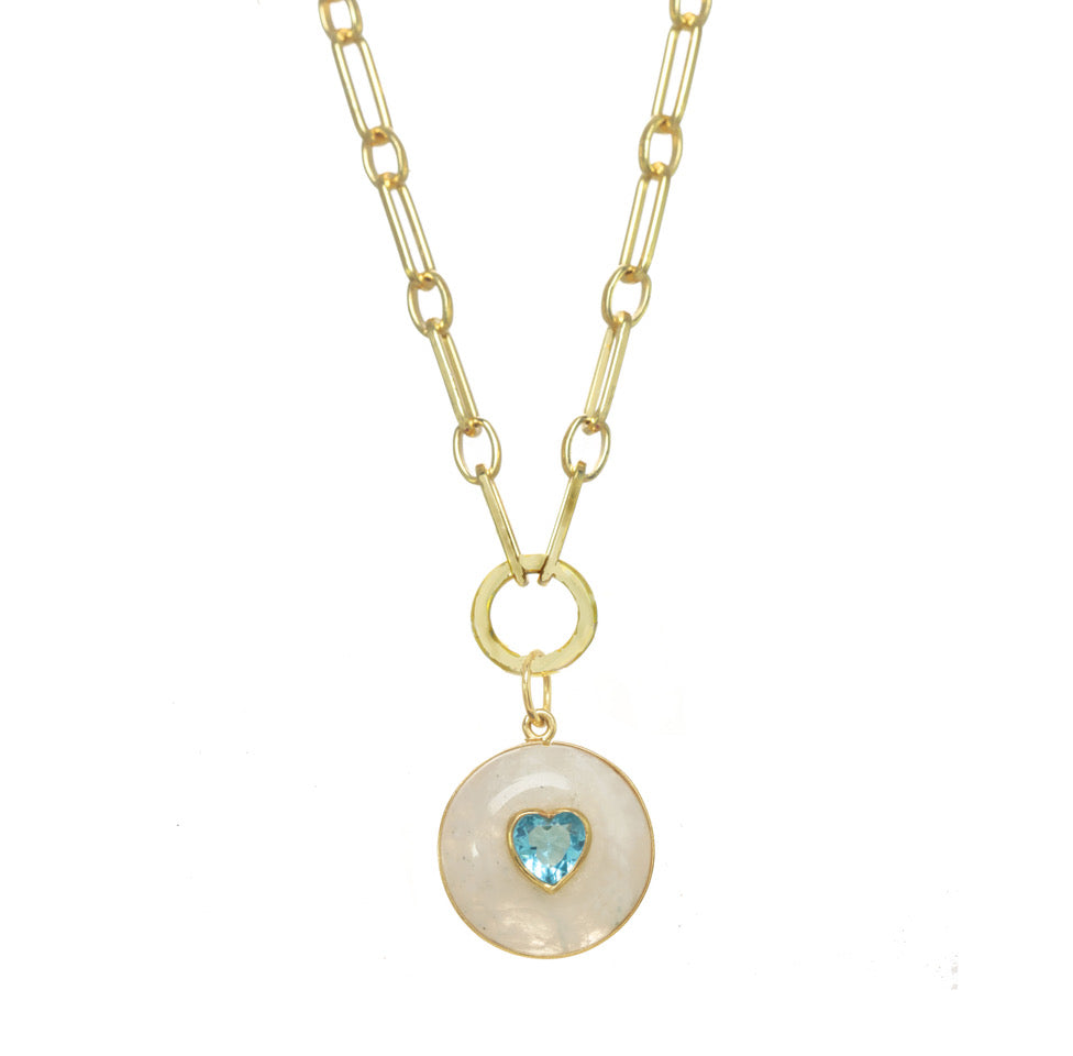 Moonstone & Aqua Heart Necklace