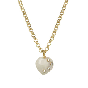 Moonstone Heart Necklace on Rolo Chain