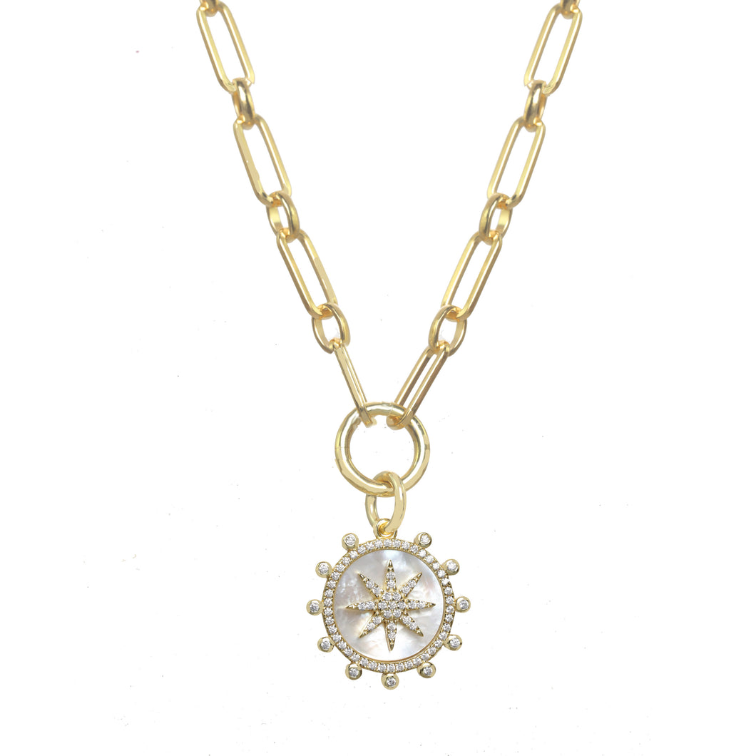 Mother of Pearl Pave Star Necklace