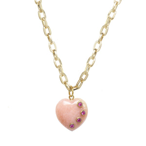 Pink Opal Heart Necklace