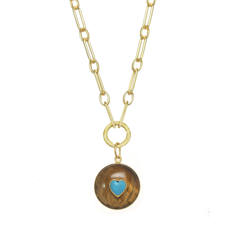 Tiger's Eye & Turquoise Pendant Necklace