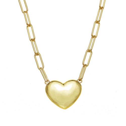 Gold Puffy Heart Necklace