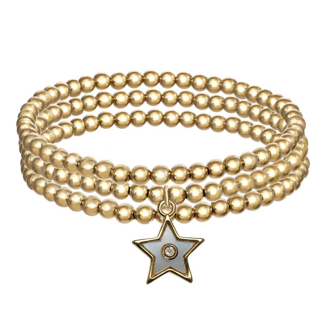 Set of 3 14Gold Filled Bracelets with Enamel Star Pendant