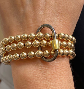 Gold Filled Beaded Bracelets with Caribiner Lock