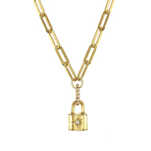 Load image into Gallery viewer, Paperclip Padlock Pendant Necklace