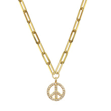 Load image into Gallery viewer, Peace Sign Diamond Pendant Necklace