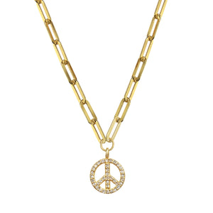 Peace Sign Diamond Pendant Necklace