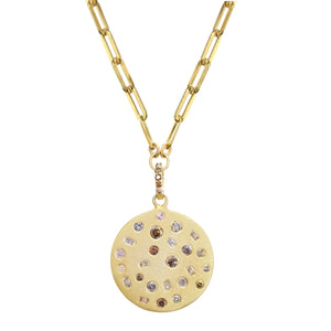 Gold Pendant Necklace with Chocolate Diamonds
