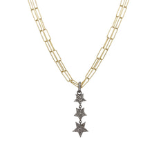 Load image into Gallery viewer, Gold and Diamond Pave Linear Star Necklace