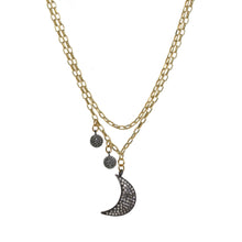 Load image into Gallery viewer, Asymmetrical Pave Diamond Moon Necklace