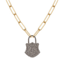 Load image into Gallery viewer, Diamond Peace Sign Lock Necklace