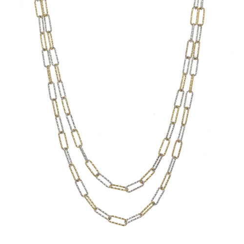 Two Tone Gold and Silver Layered Necklace