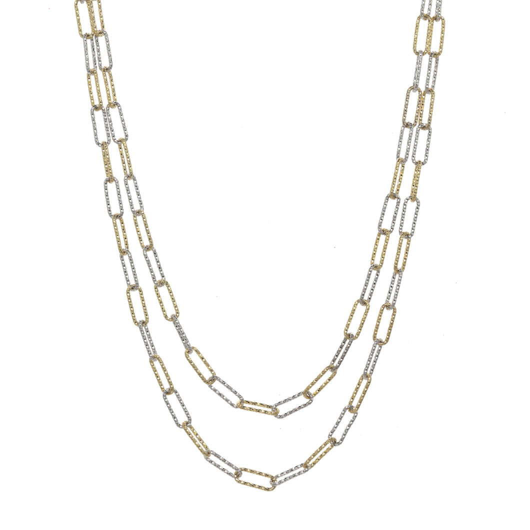 Two Tone Gold and Silver Layered Necklace