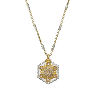 Gold and Silver Diamond Pendant Necklace