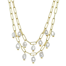Load image into Gallery viewer, Double Row Pearl Bauble Necklace