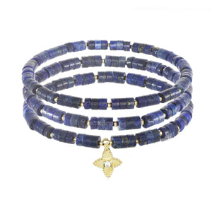 Blue Lapis Bracelets with Gold Clover