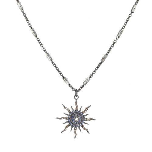 Sapphire and Diamond Starburst Pendant