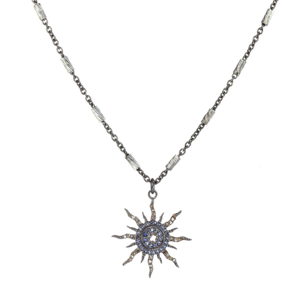 Sapphire and Diamond Starburst Pendant