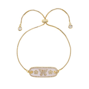 Enamel and Cubic Zirconia Gold Butterfly Bravelet