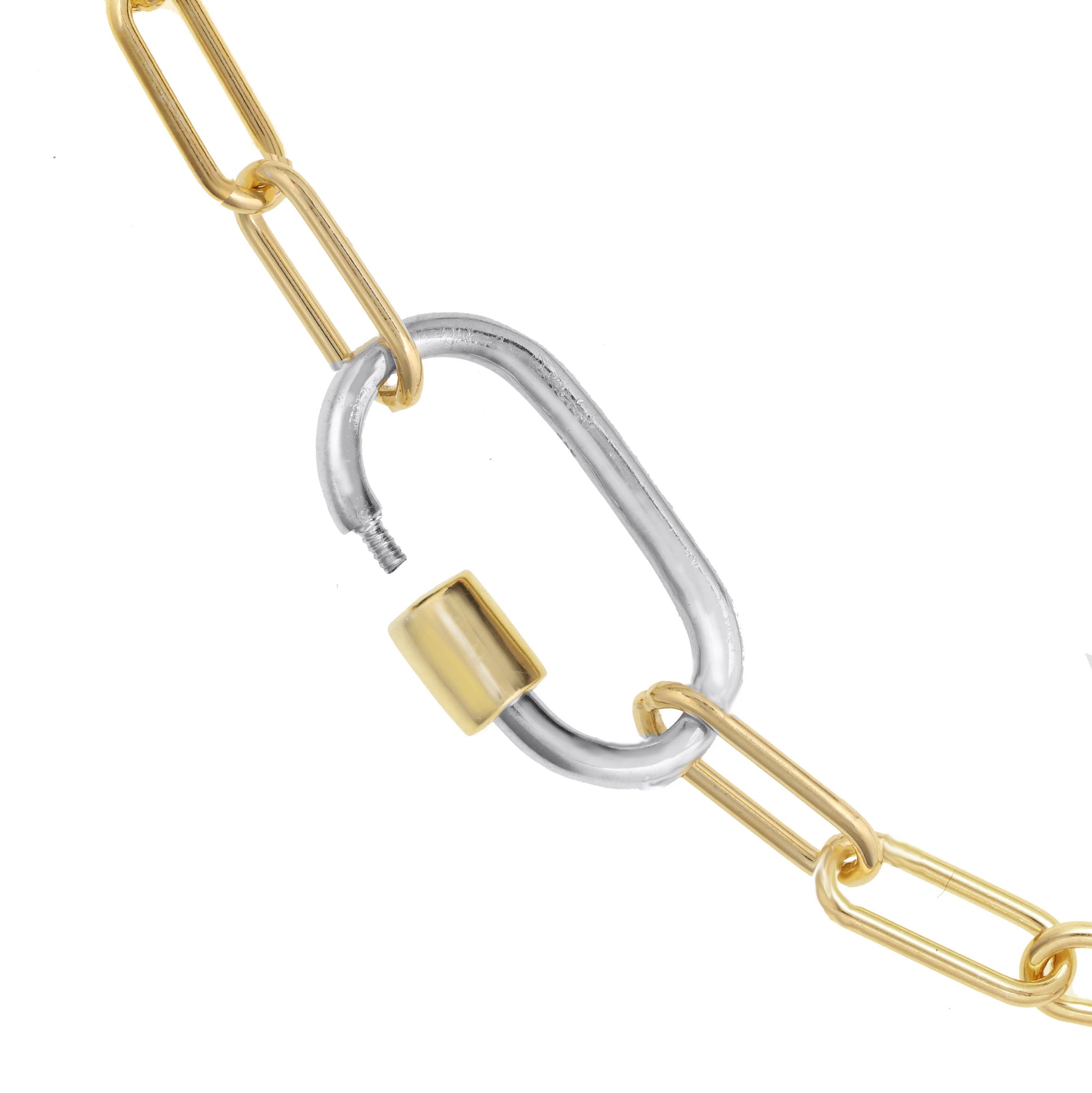 Carabiner Paperclip Necklace Gold Small