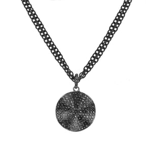 Black Spinel Pave Disc Necklace