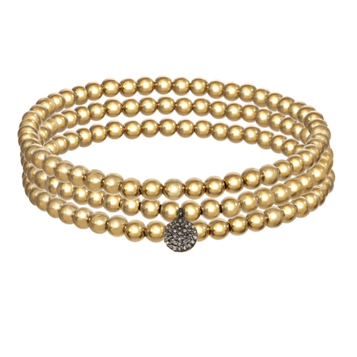 14k Gold Filled Bracelets with Pave Diamond Disc