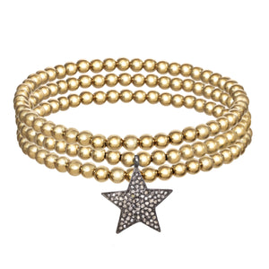 14k Gold Filled Bracelets with Diamond Pave star