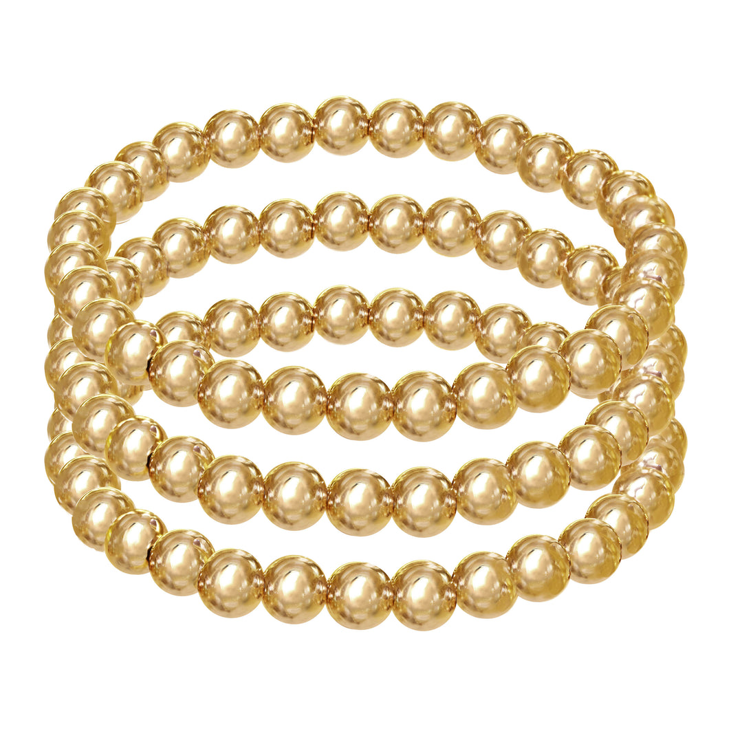 6MM 14k Gold Filled Set of Triple Strand Bracelets