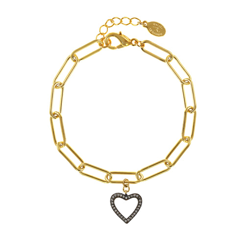 Pave Heart Charm Bracelet