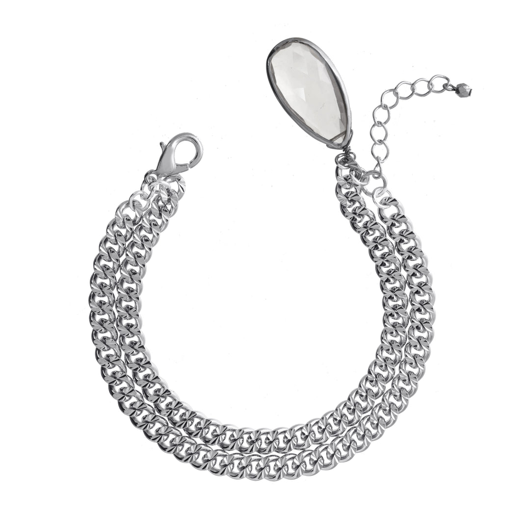 Silver Chain and Teardrop Bracelet