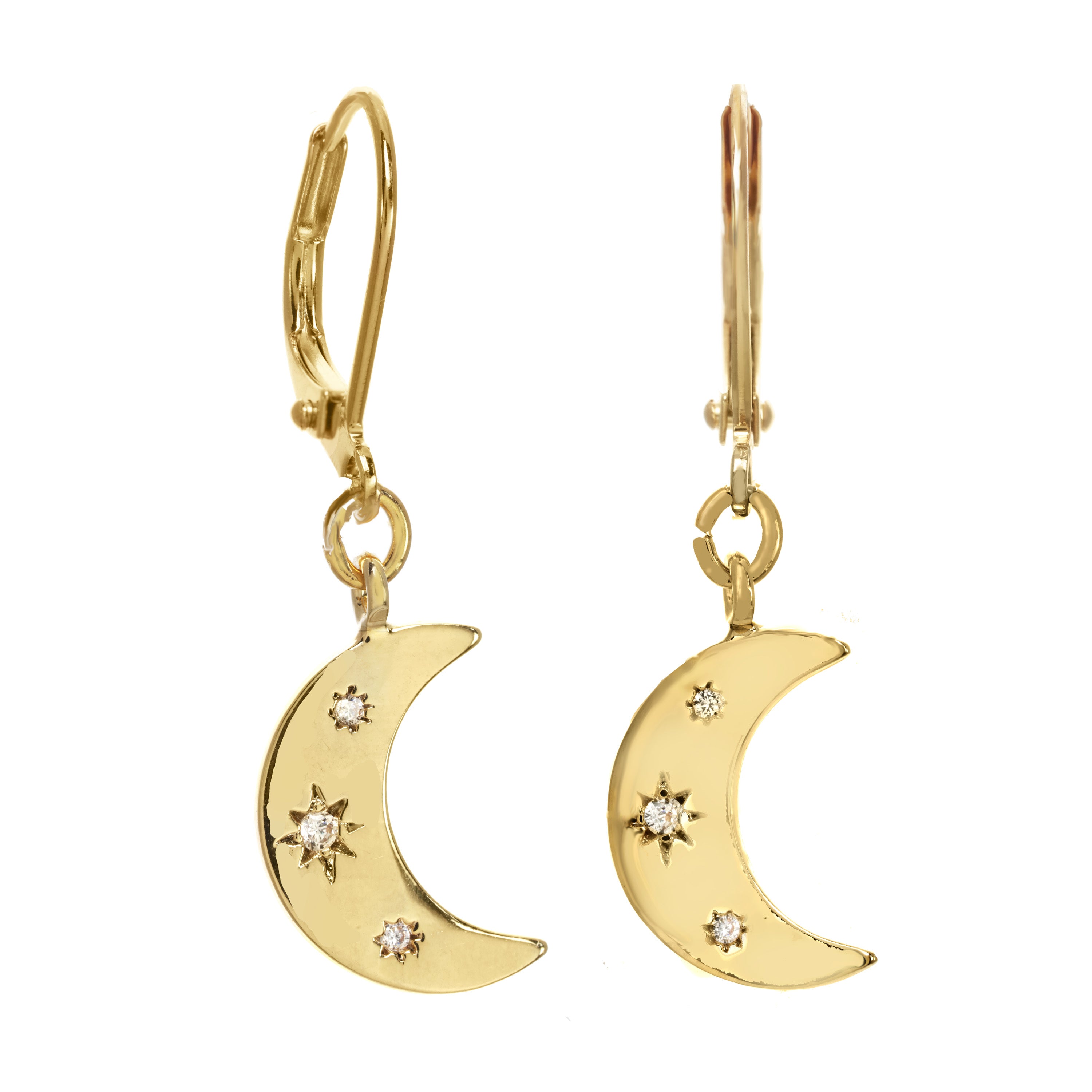 Crystal Crescent Moon Stud Earring -2 Colors – Neshe Fashion Jewelry