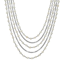 Load image into Gallery viewer, Pearl and Gun Metal Layered Necklace