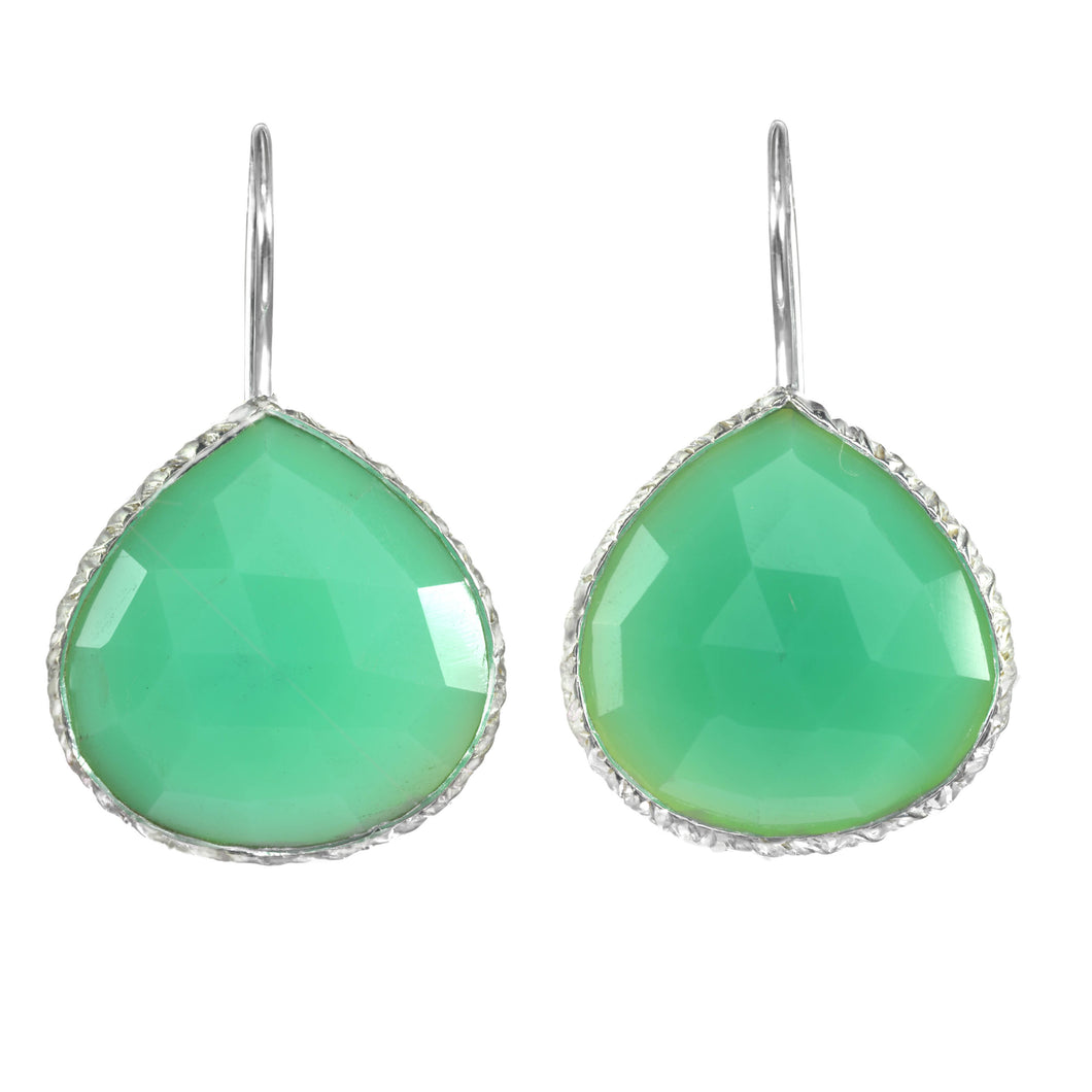 Green Chalcedony Bezel Earring