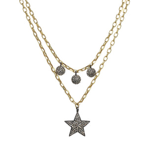 Layered Star and Droplet Diamond Necklace
