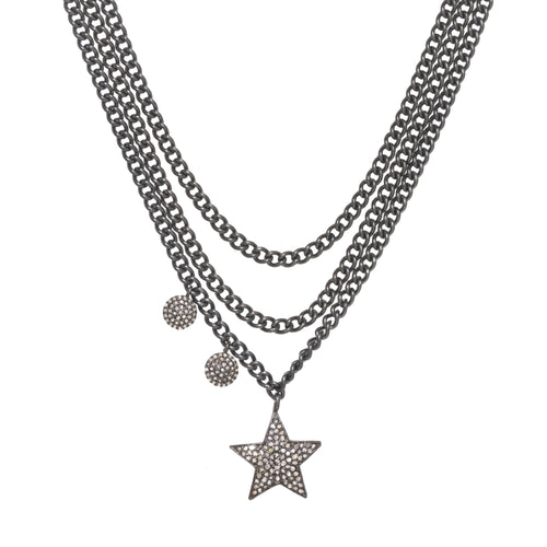 Asymmetrical Diamond Pendant Necklace